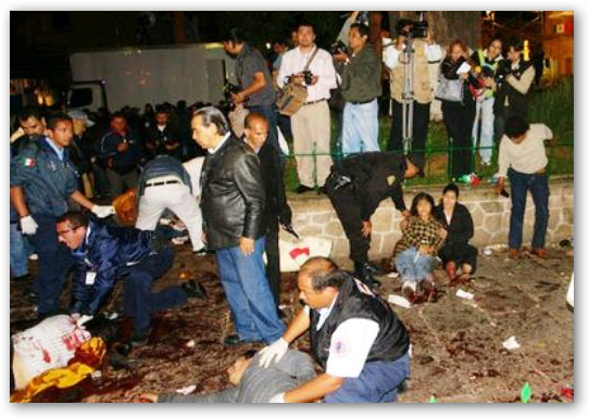 Anoche, en pleno festejo patriótico arrojaron 3 granadas, hay 7 muertos y 101 heridos